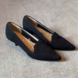 Adrienne Vittadini Skippy Black Textured Kitten Heels